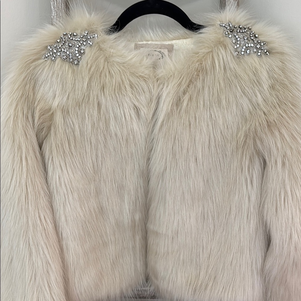 Joyfolie Faux Fur Jacket with Embellished Shoulders - Picture 4 of 12